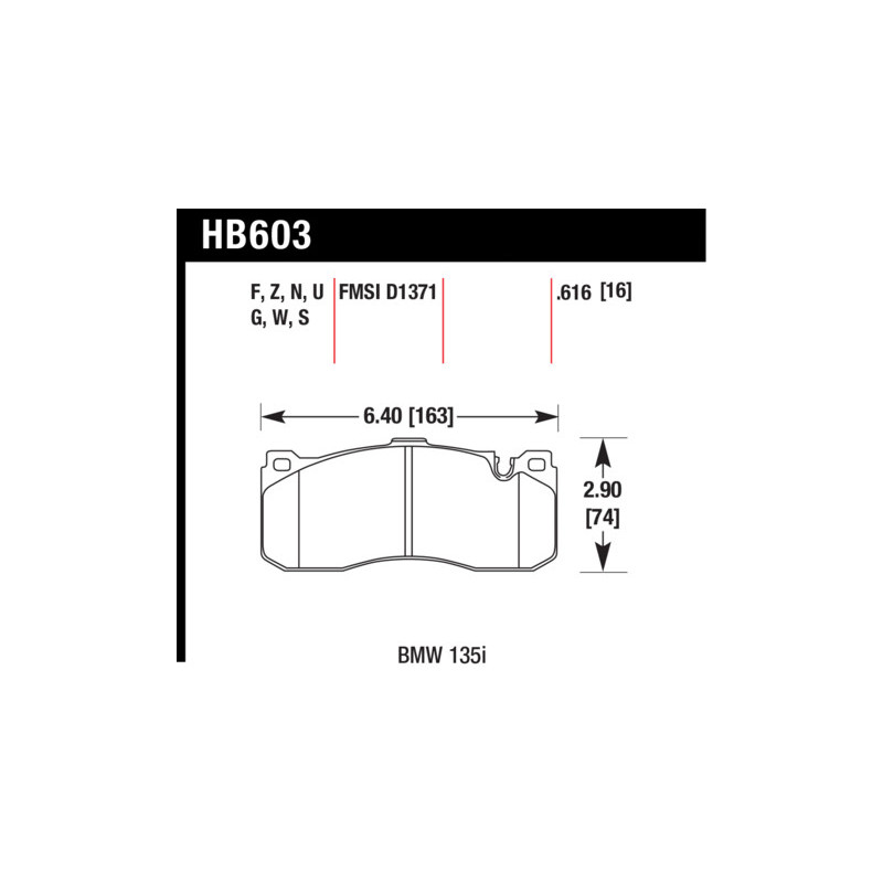 BMW 135i MIni Works plaquetes avantHawk Brake Pad - HT-10 (16 mm)