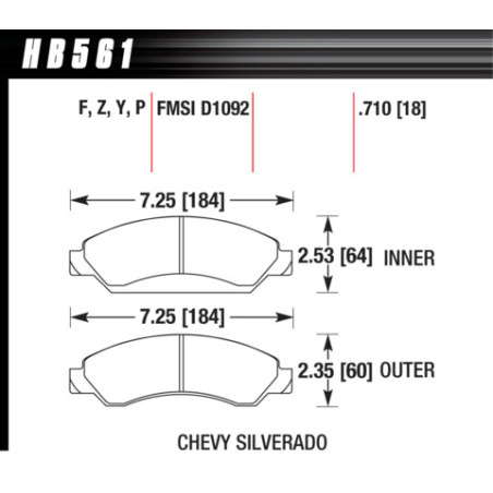 Esclade Tahoe Silverado plaquettes de freins Hawk Brake Pad - LTS