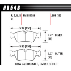BMW E36 E46 Z3 plaquettes avant Hawk Brake Pad - HPS