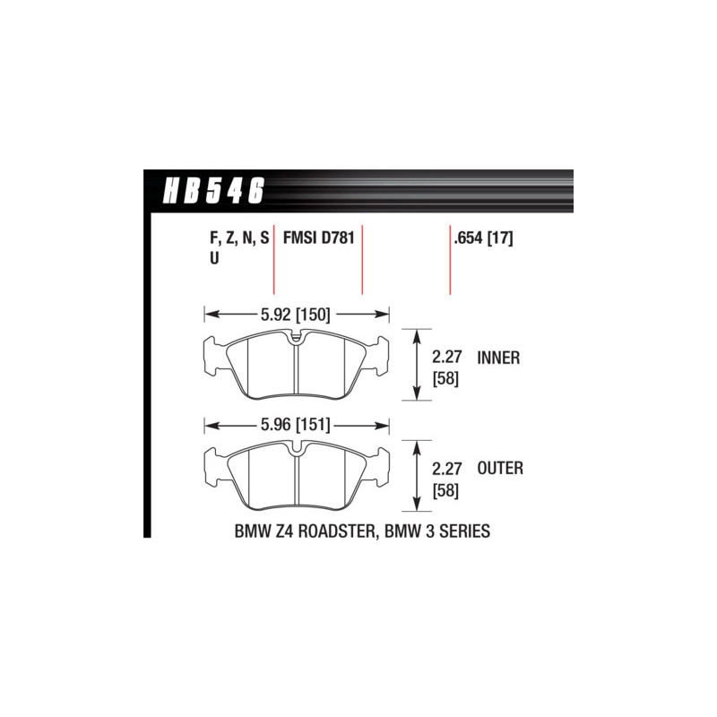BMW E36 E46 Z3 plaquettes avant Hawk Brake Pad - HPS