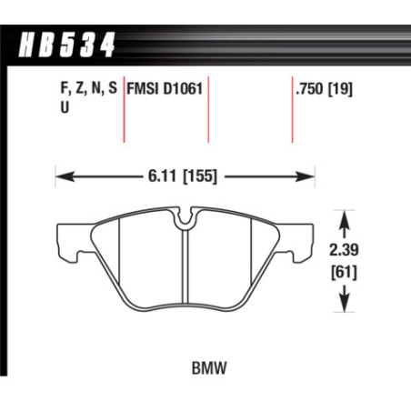 BMW E46 E90 plaquettes avant Hawk Brake Pad - HT-10 (19 mm)