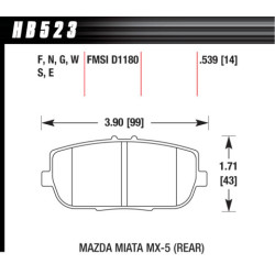 MX5 ND arriere plaquettes Hawk Brake Pad - HPS 5.0