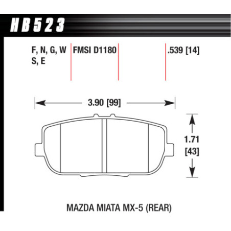 MX5 ND arriere plaquettes Hawk Brake Pad - HPS 5.0
