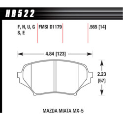 MX5 NC plaquettes avant Hawk Brake Pad - DTC-60 (14 mm)