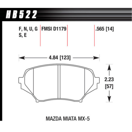 MX5 NC plaquettes avant Hawk Brake Pad - DTC-60 (14 mm)