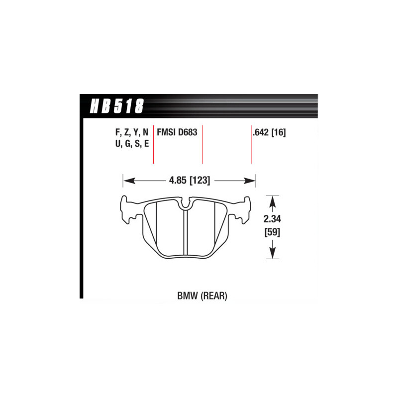 BMW arrieres M3 M5  740i etc plaquettes Hawk Brake Pad - HT-10 (16 mm)