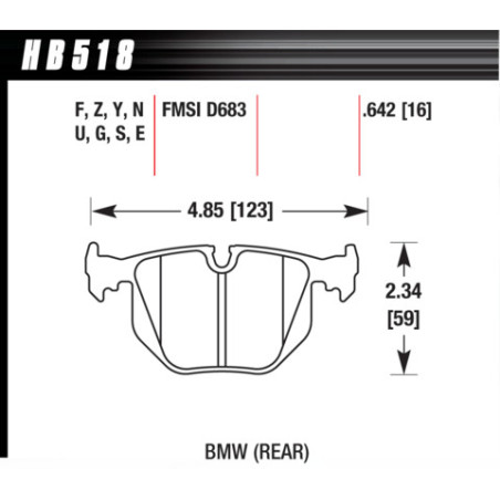 BMW arrieres M3 M5  740i etc plaquettes Hawk Brake Pad - HT-10 (16 mm)