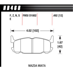 MX5 NB plaquettes arrieres Hawk Brake Pad - HPS