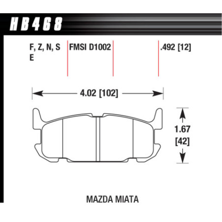 MX5 NB plaquettes arrieres Hawk Brake Pad - HPS