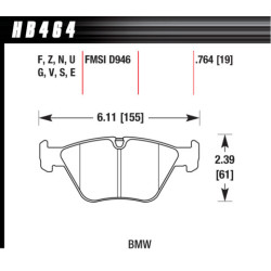 BMW E46 3.0 Z4 M3 plaquettes avants Hawk Brake Pad - HT-10 (19 mm)