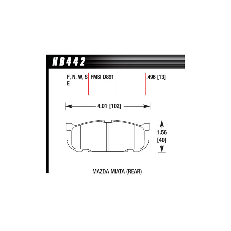 MX5 NC plaquettes arrieres Hawk Brake Pad - HP Plus
