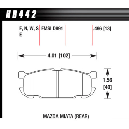 MX5 NC plaquettes arrieres Hawk Brake Pad - HP Plus