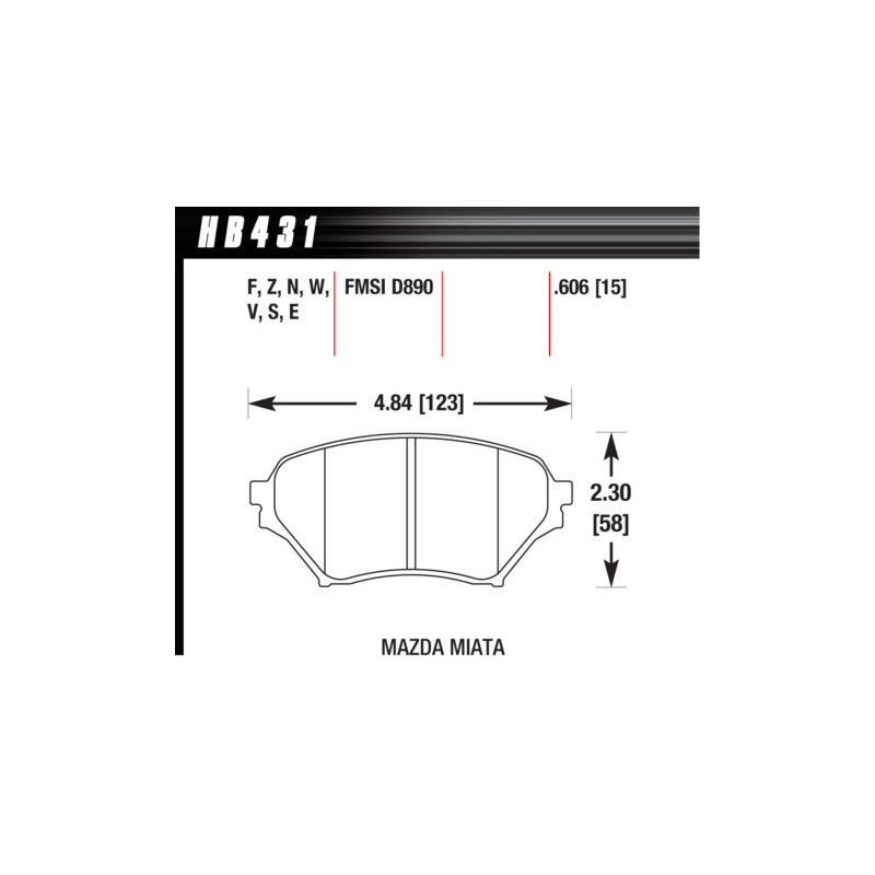 MX5 NB  plaquettes avant HAWK Brake Pad - DTC-30 (15 mm)