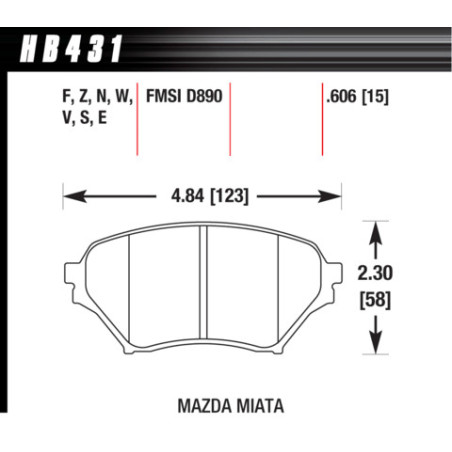 MX5 NB Plaquettes Hawk Brake Pad - HP Plus