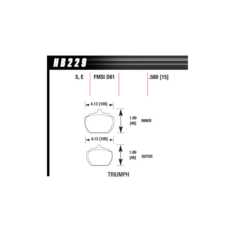 Triumph Stag et TR8 plaquettes Hawk Brake Pad - Blue 9012 (15 mm)