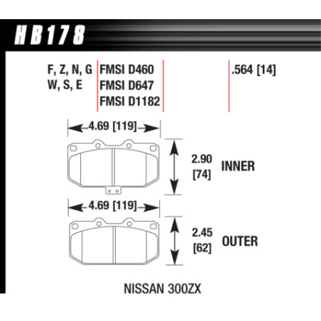 plaquettes 300zx avant Hawk Brake Pad - HPS 5.0