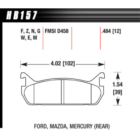 Mazda MX5 plaquettes Hawk Brake Pad - HP Plus