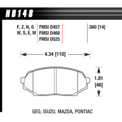 Plaquettes MX5 avant Hawk Brake Pad - DTC-60 (14 mm)