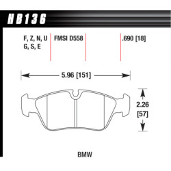 Plaquettes BMW série 3 Hawk Brake Pad - HT-10 (18 mm)