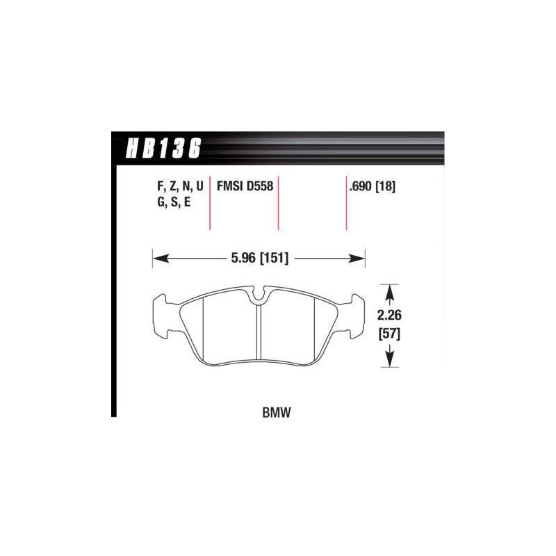 Plaquettes BMW série 3 Hawk Brake Pad - HT-10 (18 mm)