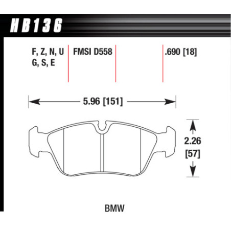 Plaquettes BMW série 3 Hawk Brake Pad - HT-10 (18 mm)